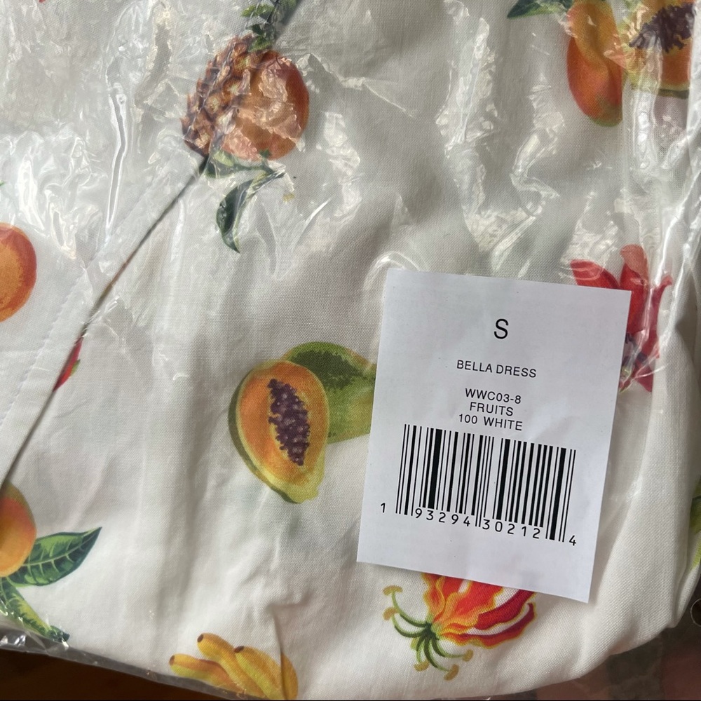 NWT WeWoreWhat RARE Bella white fruit dress small - Picture 3 of 8